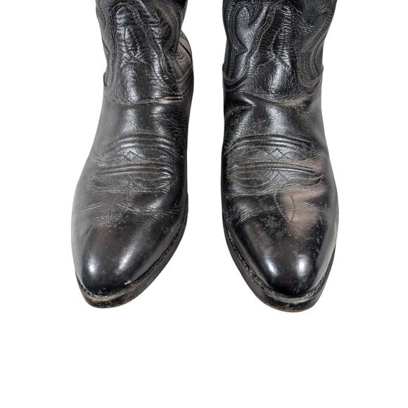 OLD WEST! BLACK GENUINE LEATHER FANCY STITCHED WESTERN COWBOY BOOTS! SZ 10.5